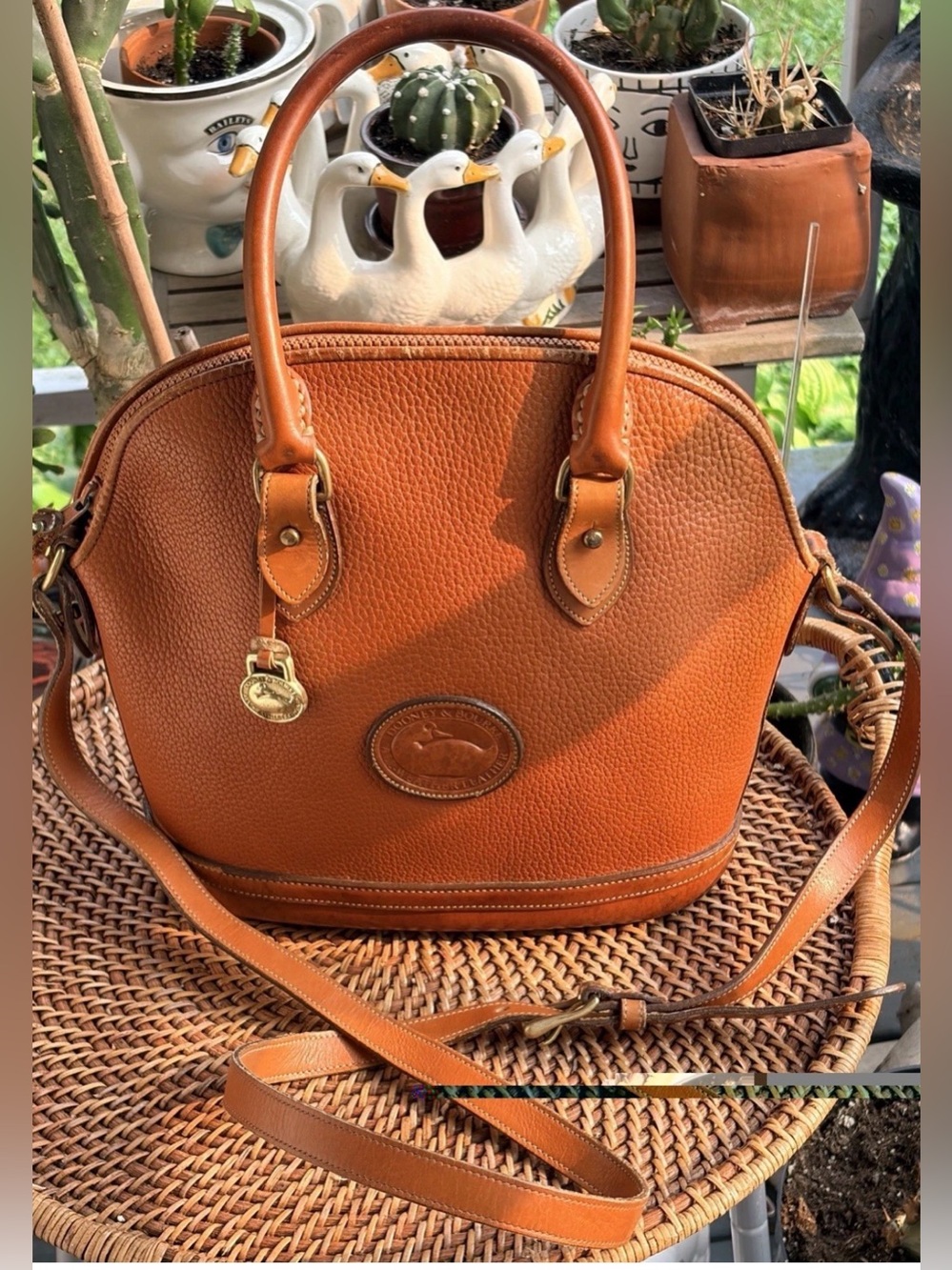 Vintage Dooney & Bourke AWL Norfolk Satchel Cognac Brown Made in USA
